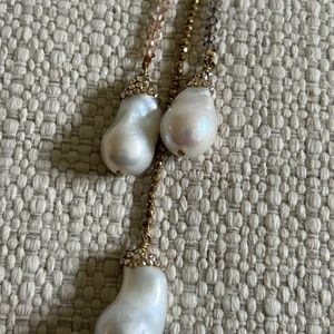 Roni Blanshay Necklace Lariat Swarovski Crystals Pearls Womens jewelry